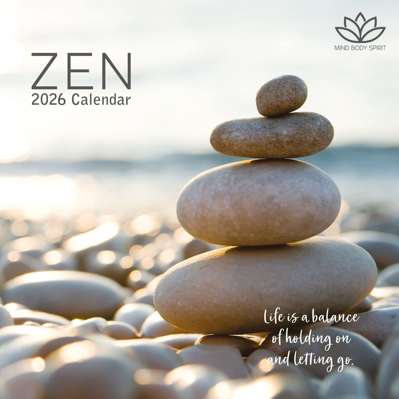 The Gifted Stationery 2026 Square Wall Calendar, Zen, 16-Month Mind, Body, Spirit Theme Hanging Calendar with 180 Reminder Stickers, Month Planner for Creative Spaces, 12x12 In